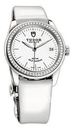 Tudor Glamour Date Biały/Skóra Ø36 mm 55020-WIDWPLS
