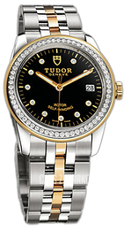 Tudor Glamour Date Czarny/18 karatowe żółte złoto Ø36 mm 55023-68053-BDIDSTL