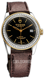 Tudor Glamour Date Czarny/Skóra Ø36 mm 55023-BIDBRJLS