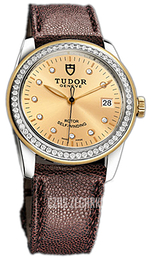 Tudor Glamour Date Szampański/Skóra Ø36 mm 55023-CHDIDBRJLS