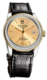 Tudor Glamour Date Szampański/Skóra Ø36 mm 55023-CHIDSBLS