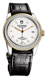 Tudor Glamour Date Biały/Skóra Ø36 mm 55023-WDIDSBLS
