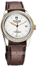 Tudor Glamour Date Biały/Skóra Ø36 mm 55023-WIDBRJLS