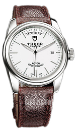 Tudor Glamour Day-Date Biały/Skóra Ø39 mm 56000-WIDBRNJLS