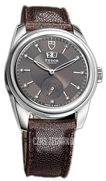 Tudor Glamour Double Date Szary/Skóra Ø42 mm 57000-GDIDBRJLS