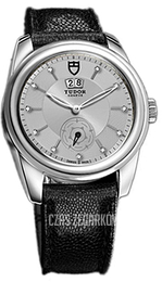 Tudor Glamour Double Date Srebrny/Skóra Ø42 mm 57000-SDIDBJLS