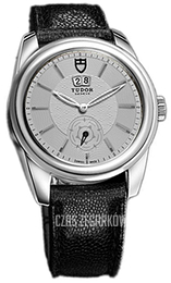 Tudor Glamour Double Date Srebrny/Skóra Ø42 mm 57000-SIDBJLSP