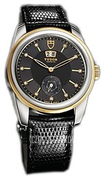 Tudor Glamour Double Date Czarny/Skóra Ø42 mm 57003-BDIDBLZS