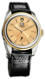 Tudor Glamour Double Date Szampański/Skóra Ø42 mm 57003-CHDIDBLZS