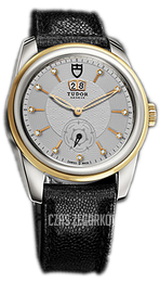 Tudor Glamour Double Date Srebrny/Skóra Ø42 mm 57003-SDIDBJLSGLD