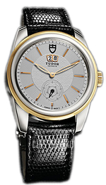 Tudor Glamour Double Date Srebrny/Skóra Ø42 mm 57003-SIDBLZSP