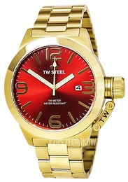 TW Steel Canteen Czerwony/Stal w odcieniu złota Ø45 mm CB111