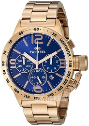 TW Steel Canteen Niebieski/Stal w kolorze różowego złota Ø45 mm CB183