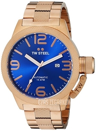 TW Steel Canteen Niebieski/Stal w kolorze różowego złota Ø50 mm CB186