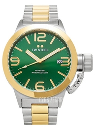 TW Steel Canteen Zielony/Stal w odcieniu złota Ø45 mm CB61