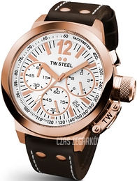 TW Steel Ceo Canteen Biały/Skóra Ø45 mm CE1019