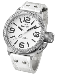 TW Steel Canteen Biały/Skóra Ø45 mm TW35