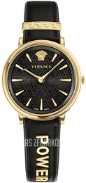 Versace V Circle Czarny/Skóra Ø38 mm VBP040017