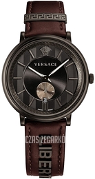 Versace V Circle Czarny/Skóra Ø43 mm VBQ040017