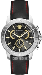 Versace New Chrono Chronograph 45mm Czarny/Skóra Ø45 mm VE2E00121