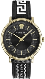 Versace V Circle Czarny/Skóra Ø42 mm VE5A01921