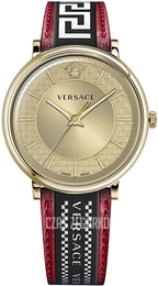 Versace V Circle Zloty/Skóra Ø42 mm VE5A02021