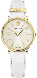 Versace V Circle Srebrny/Skóra Ø38 mm VE8100319