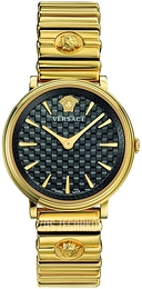 Versace V Circle Czarny/Stal w odcieniu złota Ø39 mm VE8101519