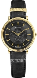 Versace V Circle Czarny/Skóra Ø38 mm VE8101919