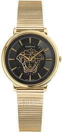 Versace V Circle Czarny/Stal w odcieniu złota Ø38 mm VE8102119