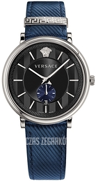 Versace V Circle Czarny/Skóra Ø42 mm VEBQ01018