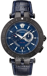 Versace V Race Niebieski/Skóra Ø46 mm VEBV00419