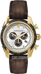 Versace V Ray Chrono Srebrny/Skóra Ø44 mm VEDB00619
