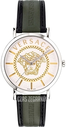 Versace V Icon Srebrny/Skóra Ø40 mm VEJ400121