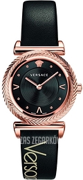 Versace V Motif Czarny/Skóra Ø36 mm VERE00818