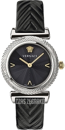 Versace V Motif Czarny/Skóra Ø36 mm VERE01620