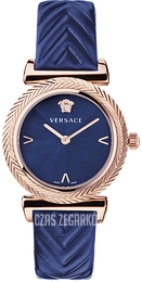Versace V Motif 35mm Niebieski/Skóra Ø35 mm VERE01720