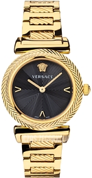 Versace V Motif 35mm Czarny/Stal w odcieniu złota Ø35 mm VERE02220