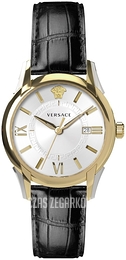 Versace Apollo Srebrny/Skóra Ø43 mm VEUA00320