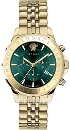 Versace Chrono Signature Zielony/Stal w odcieniu złota Ø45 mm VEV600619