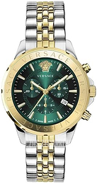 Versace Signature Zielony/Stal w odcieniu złota Ø44 mm VEV602023