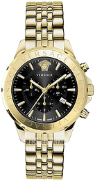 Versace Signature Czarny/Stal w odcieniu złota Ø44 mm VEV602123