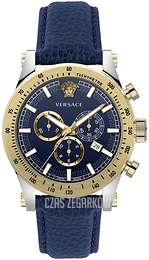 Versace Sporty Chrono Niebieski/Skóra Ø45 mm VEV800219