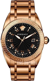 Versace V Sport II Czarny/Stal w kolorze różowego złota Ø42 mm VFE100013