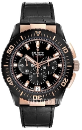Zenith El Primero Stratos Flyback Czarny/Skóra Ø45.5 mm 85.2060.405-23.C714