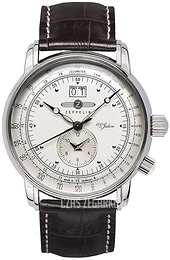 Zeppelin 100 Jahre Srebrny/Skóra Ø42 mm 7640-1