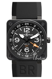 Bell & Ross Aviation Czarny/Guma 46x46 mm BR 01-93 Gmt