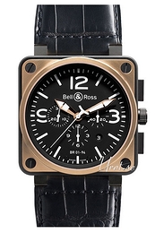 Bell & Ross Aviation Czarny/Guma 46x46 mm BR 01-94 Pink Gold And Carbon