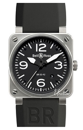 Bell & Ross Aviation Czarny/Guma 42x42 mm BR 03-92 Steel