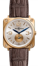 Bell & Ross Aviation Srebrny/Skóra 39x39 mm BR S Pink Gold Silver